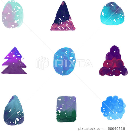 Watercolor hand drawn illustration of tree silhouette Watercolor hand drawn illustration of tree silhouette 68040516