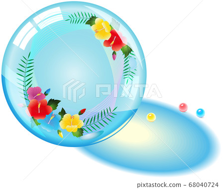 Colorful hibiscus flower in a glass ball 68040724