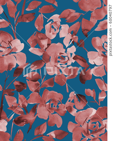 Hand drawn watercolor opulent roses. Floral seamless pattern. Decorative background with large blossom flowers Hand drawn watercolor opulent roses. Floral seamless pattern. Decorative background with large blossom flowers 68040797