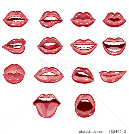 Set female lips. Collection of sexy woman mouth 68040940