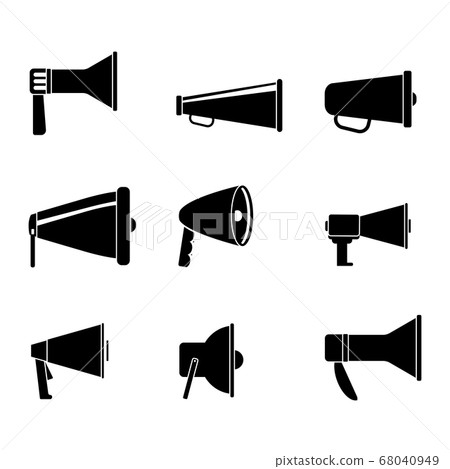 Set of loudspeaker black white. Collection 68040949