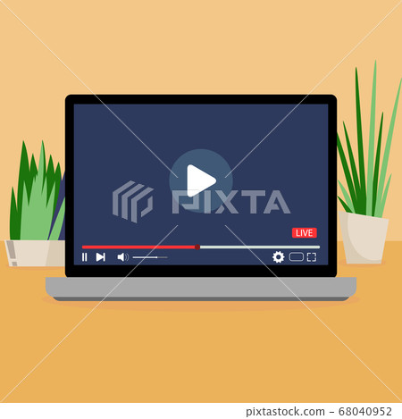 Interface video player laptop, video userface with - Stock Illustration ...