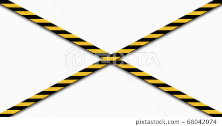 Yellow, black caution tape. Biohazard, danger, warning sign. Infected zone lockdown Yellow, black caution tape. Biohazard, danger, warning sign. Infected zone lockdown 68042074