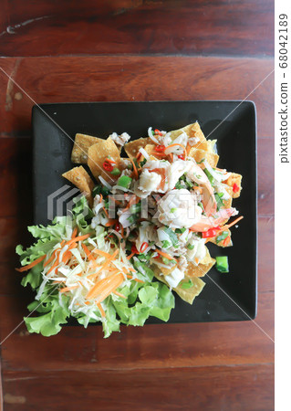 fried wonton and shrimp salad fried wonton and shrimp salad 68042189