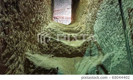 Gumusler Monastery from inside. Sacred Frescos on the wall of the Cave Church in Cappadocia Gumusler Monastery from inside. Sacred Frescos on the wall of the Cave Church in Cappadocia 68044402