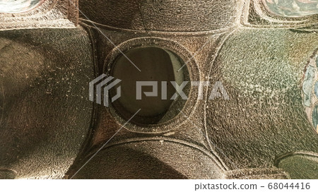 Gumusler Monastery from inside. Sacred Frescos on the wall of the Cave Church in Cappadocia Gumusler Monastery from inside. Sacred Frescos on the wall of the Cave Church in Cappadocia 68044416