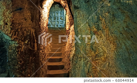 Ancient multi-level cave Derinkuyu Underground City in Cappadocia, Turkey 68044914