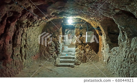 Ancient multi-level cave Derinkuyu Underground City in Cappadocia, Turkey 68044921