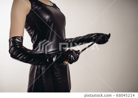 Sexy Lady Holding Strict Leather Short Handle Wide Sexy Lady Holding Strict Leather Short Handle Wide 68045214