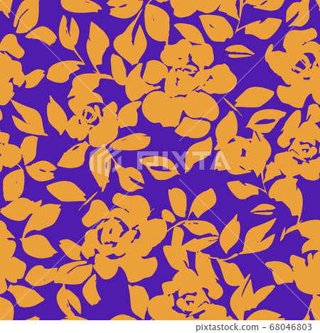 Floral seamless pattern with roses silhouettes 68046803