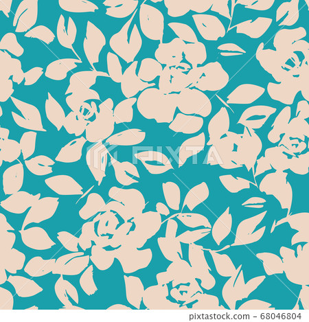Floral seamless pattern with roses silhouettes Floral seamless pattern with roses silhouettes 68046804