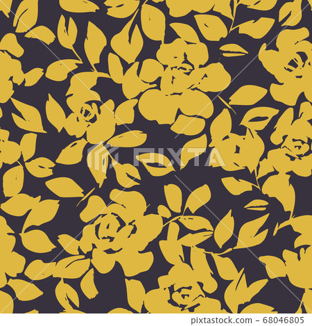 Floral seamless pattern with roses silhouettes Floral seamless pattern with roses silhouettes 68046805