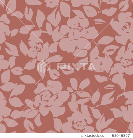Floral seamless pattern with roses silhouettes Floral seamless pattern with roses silhouettes 68046807