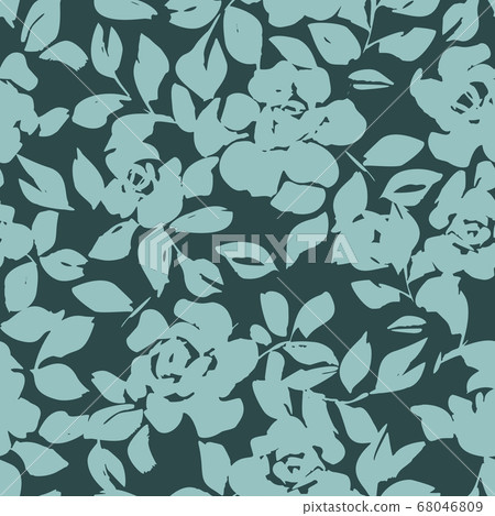 Floral seamless pattern with roses silhouettes 68046809
