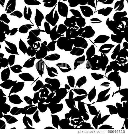 Floral seamless pattern with roses silhouettes 68046810