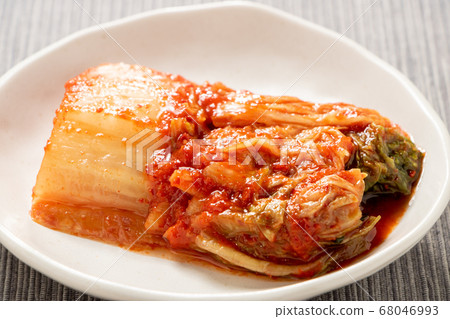 Chinese cabbage kimchi on a small plate. 68046993