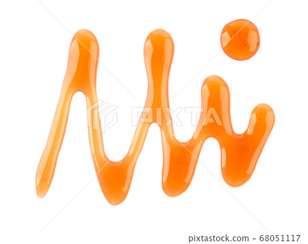 Maple syrup drizzle isolated on white background. 68051117