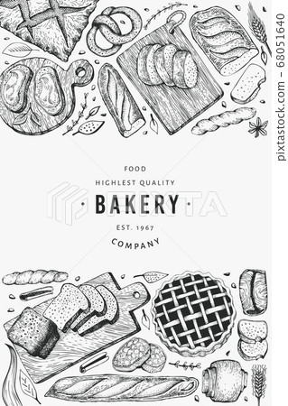 Bread and pastry banner. Vector bakery hand drawn Bread and pastry banner. Vector bakery hand drawn 68051640