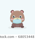 face mask cartoon animal illustration. 68053448