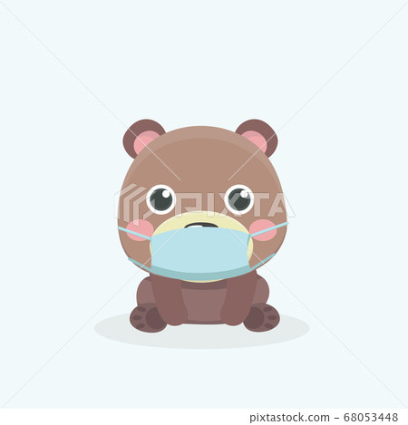 face mask cartoon animal illustration. 68053448