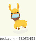 face mask cartoon animal illustration. 68053453