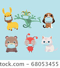 face mask cartoon animal illustration. 68053455