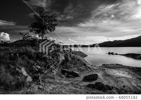 View of landscape nature and river and sunlight, 68055182