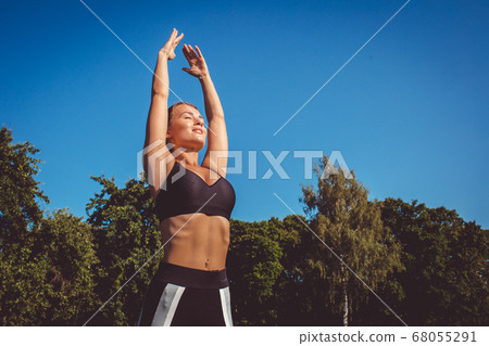 girl doing yoga and sports girl doing yoga and sports 68055291