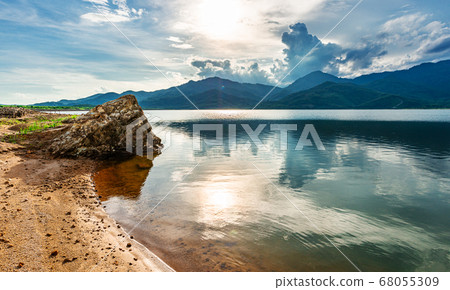 View of landscape nature and river and color of 68055309