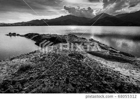View of landscape nature and river and sunlight, 68055312