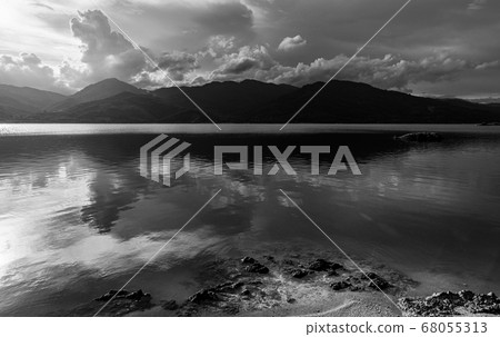 View of landscape nature and river, Black and 68055313