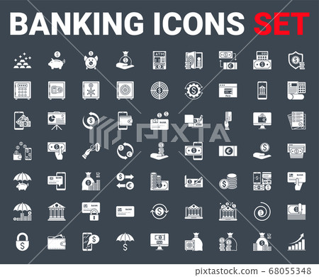 Set banking icons glyph. 68055348