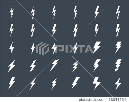 Lightning Vector Gluph Icons Set. Lightning Vector Gluph Icons Set. 68055364