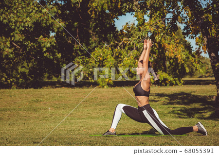 girl doing yoga and sports 68055391