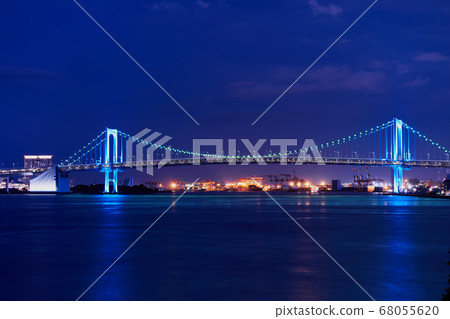 Night view of Tokyo Bay Blue Rainbow Bridge Night view of Tokyo Bay Blue Rainbow Bridge 68055620