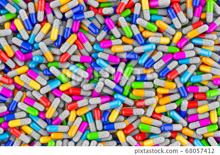 Background from colored capsules. 3D rendering - Stock Illustration ...