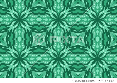 Green art with abstract seamless tile pattern 68057458