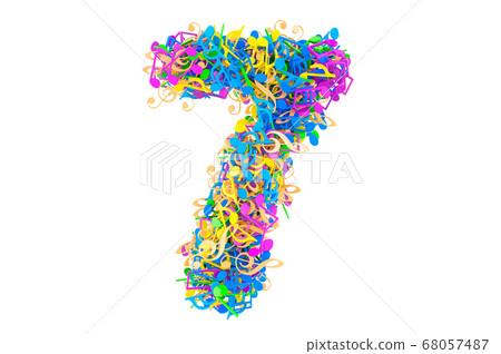 Number 7 from colored musical notes. 3D rendering Number 7 from colored musical notes. 3D rendering 68057487