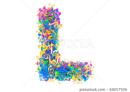 Letter L from colored musical notes. 3D rendering 68057509