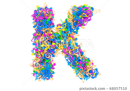 Letter K from colored musical notes. 3D rendering 68057510