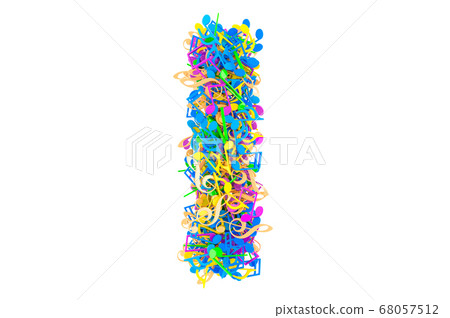Letter I from colored musical notes. 3D rendering 68057512