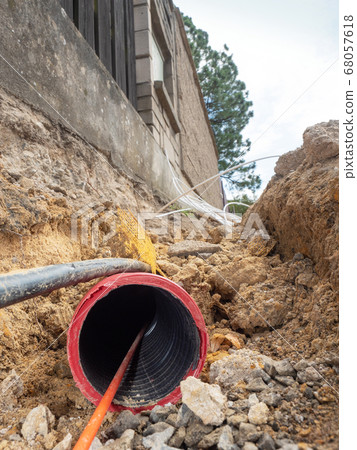 Building of lines fiber optic cables construction 68057618