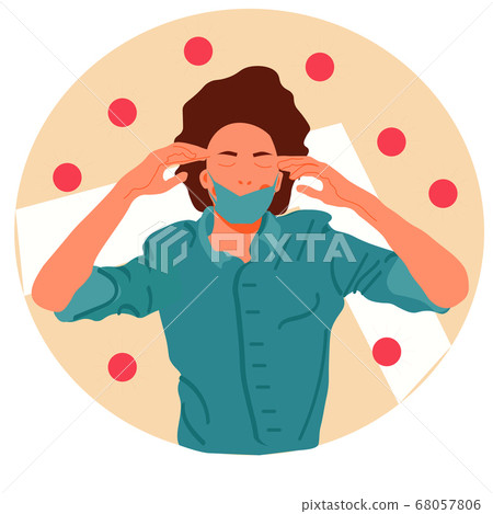 The masked doctor is resting. coronavirus around The masked doctor is resting. coronavirus around 68057806
