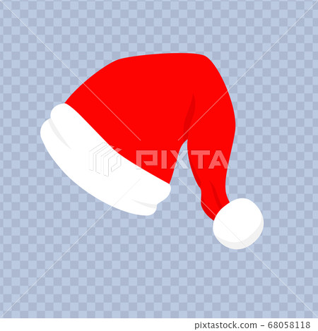 Red santa hat with white fur. Xmas clothing 68058118
