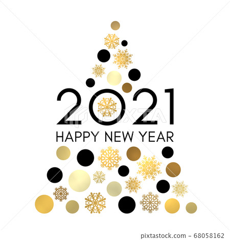 Happy New Year 2021. Abstract Christmas tree... - Stock Illustration  [68058162] - PIXTA