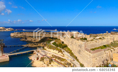 Kalkara Malta and Fort Rikasoli from above 68058348
