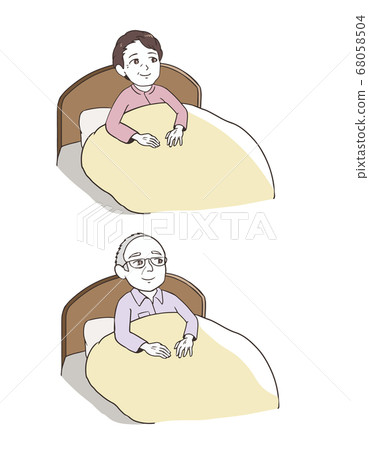 Seniors sitting in bed Seniors sitting in bed 68058504