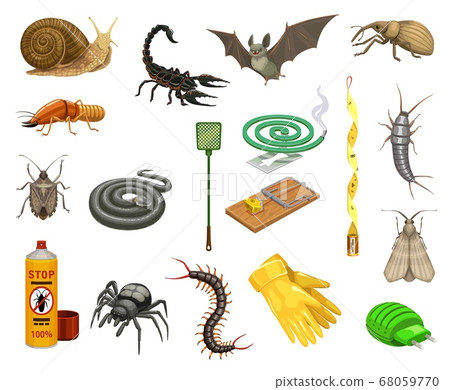 Pest insects, bugs, animals and insecticide Pest insects, bugs, animals and insecticide 68059770