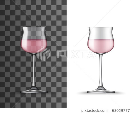 Rose wine glass realistic mockup, alcohol beverage Rose wine glass realistic mockup, alcohol beverage 68059777