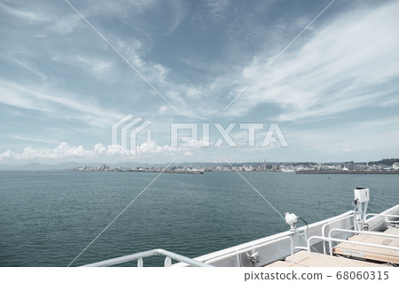 Kagoshima city area seen from above the Sakurajima Ferry [Film style] 68060315